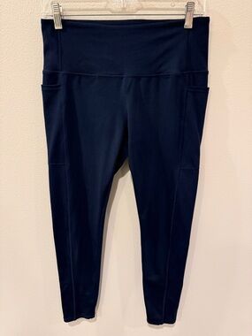 High-Waist Navy Active Leggings with Side Pockets